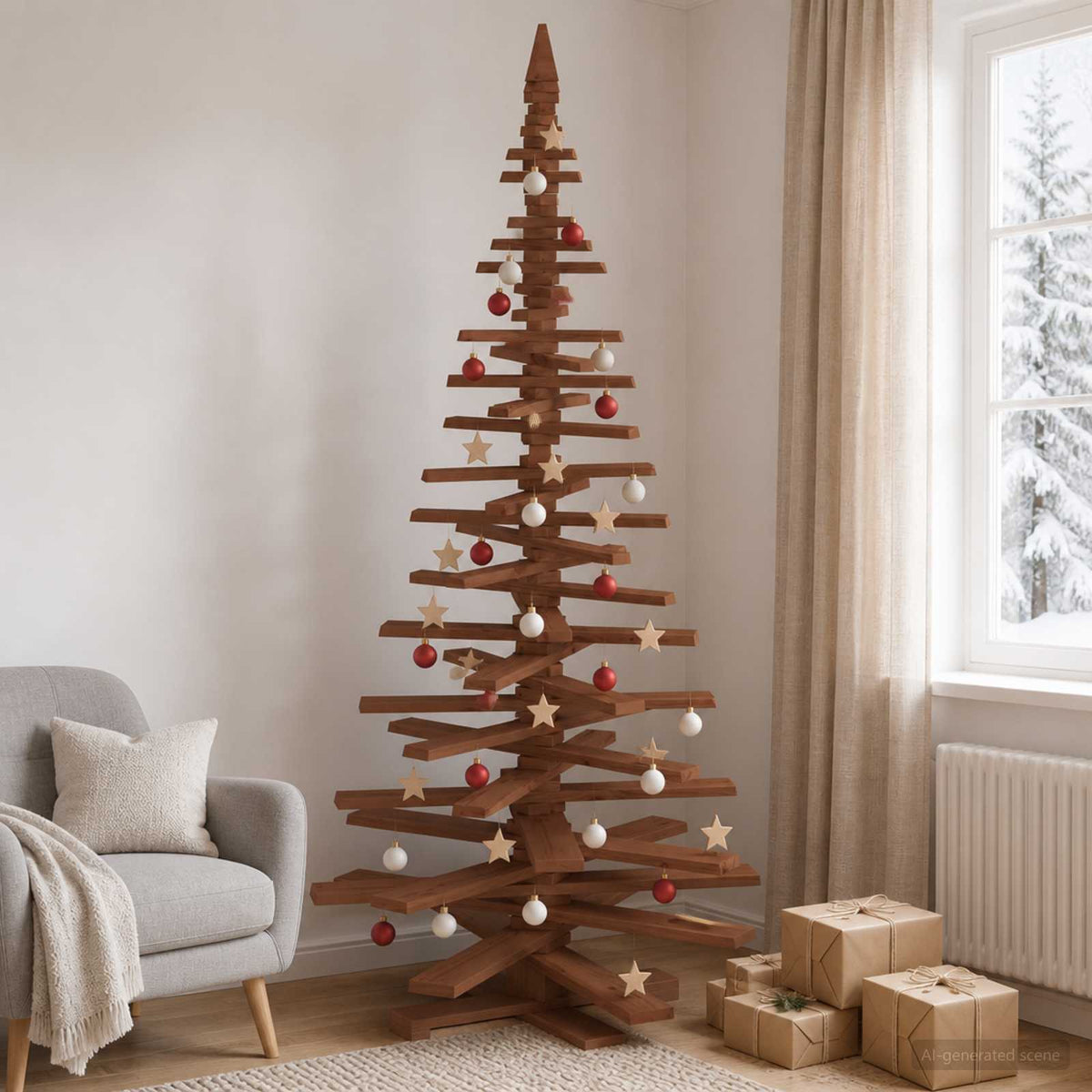 Houten Kerstboom Kotka 210 Cm Massief Grenenhout
