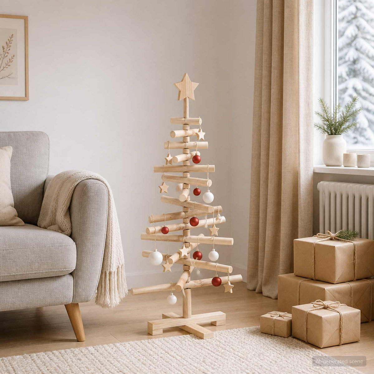 Houten Kerstboom Kotka 90 Cm Massief Grenenhout Natuurlijk