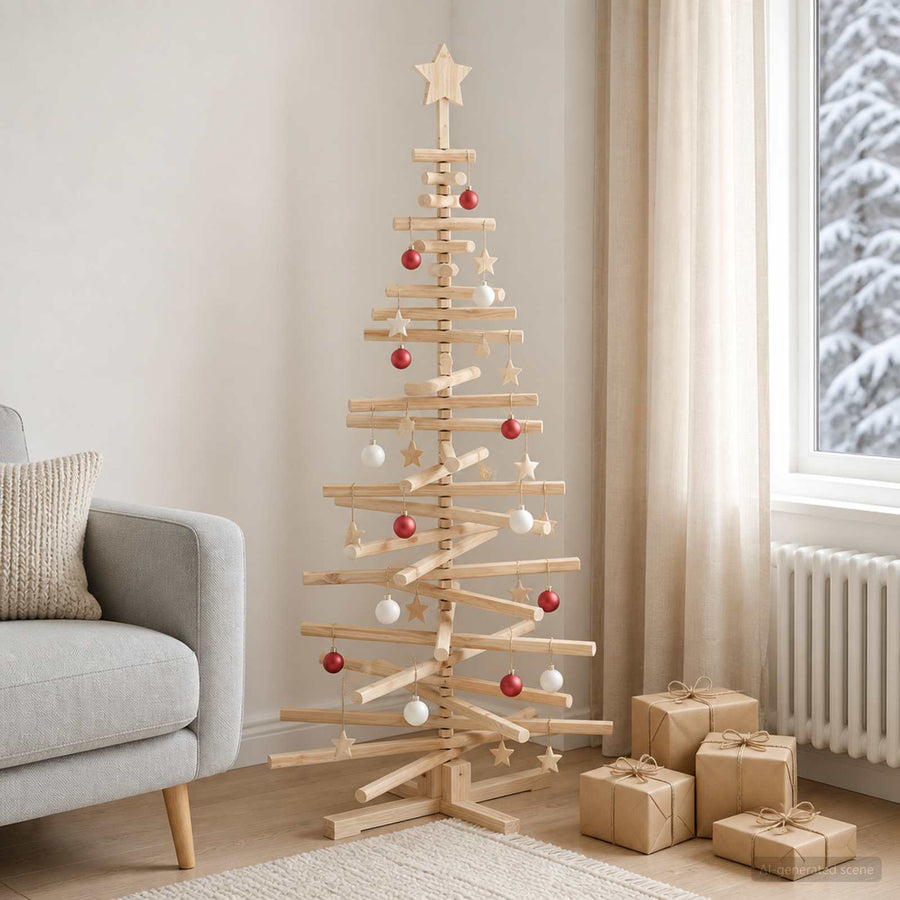 Houten Kerstboom Kotka 150 Cm Massief Grenenhout Natuurlijk — Default Title