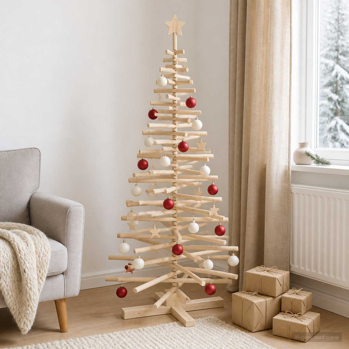 Houten Kerstboom Kotka 180 Cm Massief Grenenhout Natuurlijk