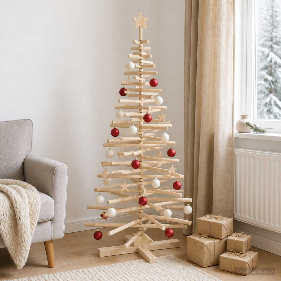 Houten Kerstboom Kotka 180 Cm Massief Grenenhout Natuurlijk — Default Title