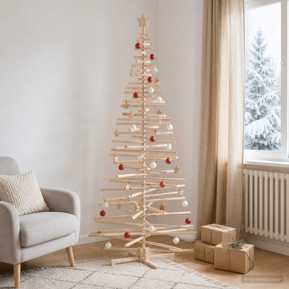 Houten Kerstboom Kotka 240 Cm Massief Grenenhout Natuurlijk