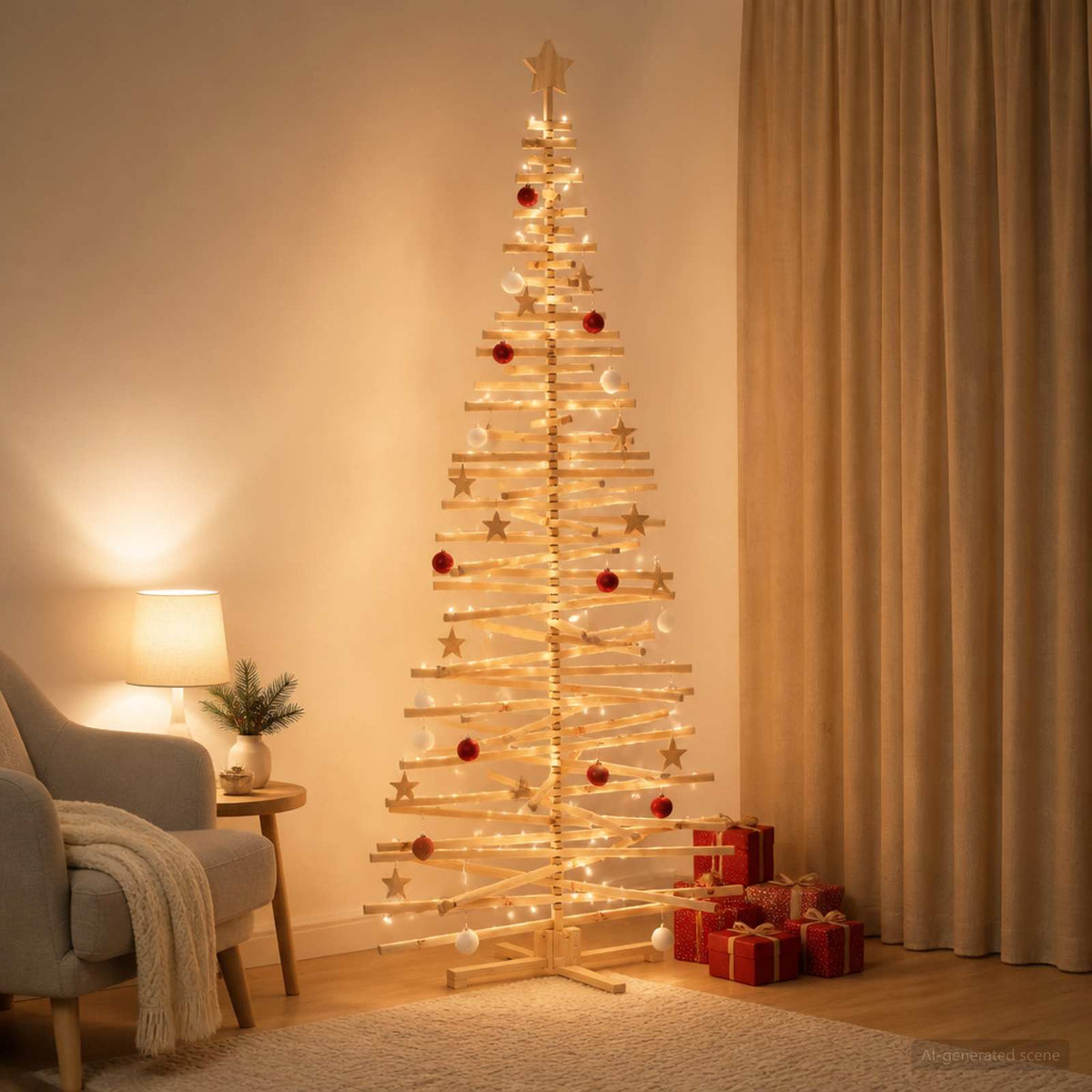 Houten Kerstboom Kotka 240 Cm Massief Grenenhout Natuurlijk