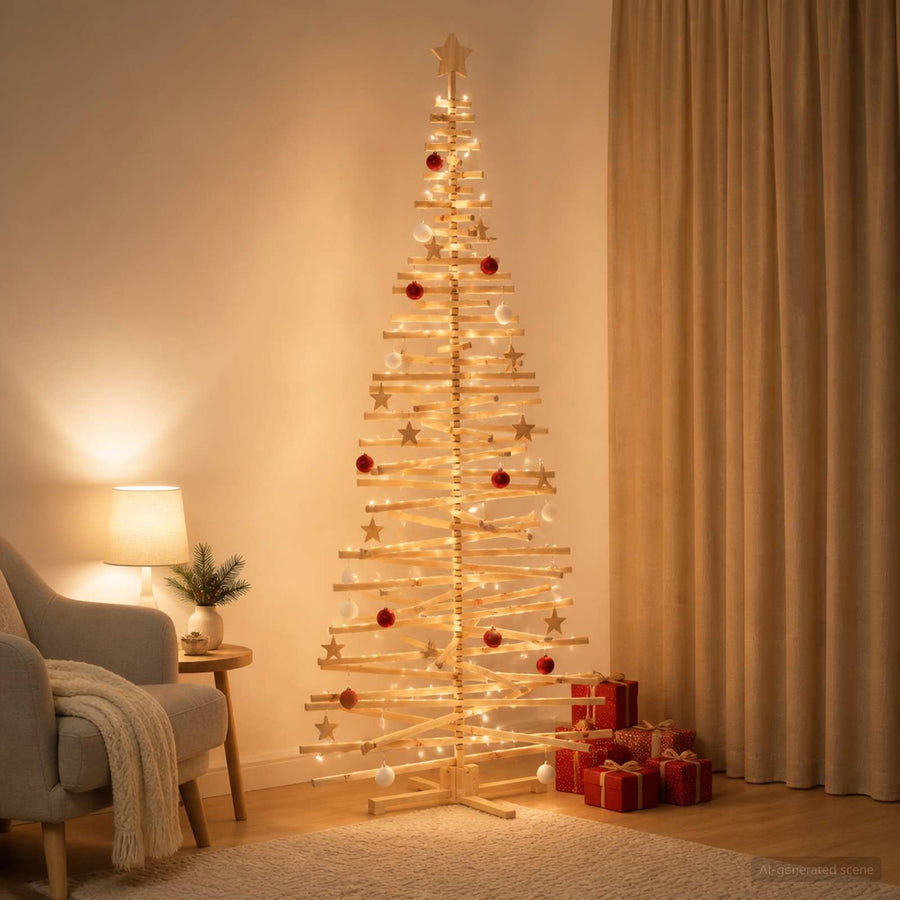 Houten Kerstboom Kotka 240 Cm Massief Grenenhout Natuurlijk — Default Title