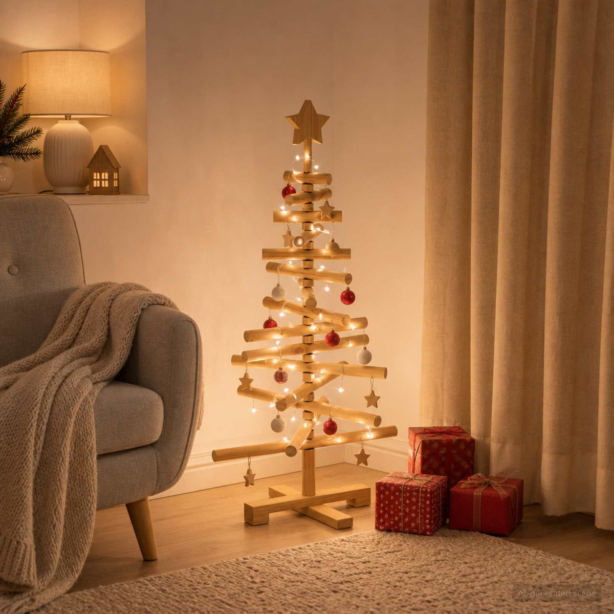 Houten Kerstboom Kotka 90 Cm Massief Grenenhout