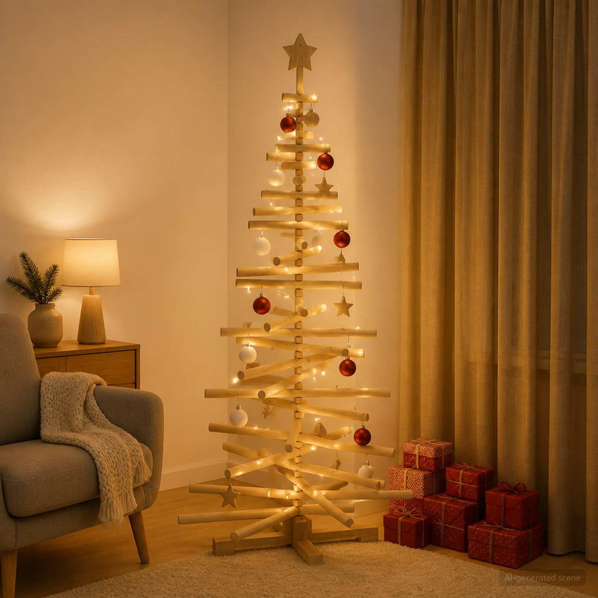 Houten Kerstboom Kotka 150 Cm Massief Grenenhout