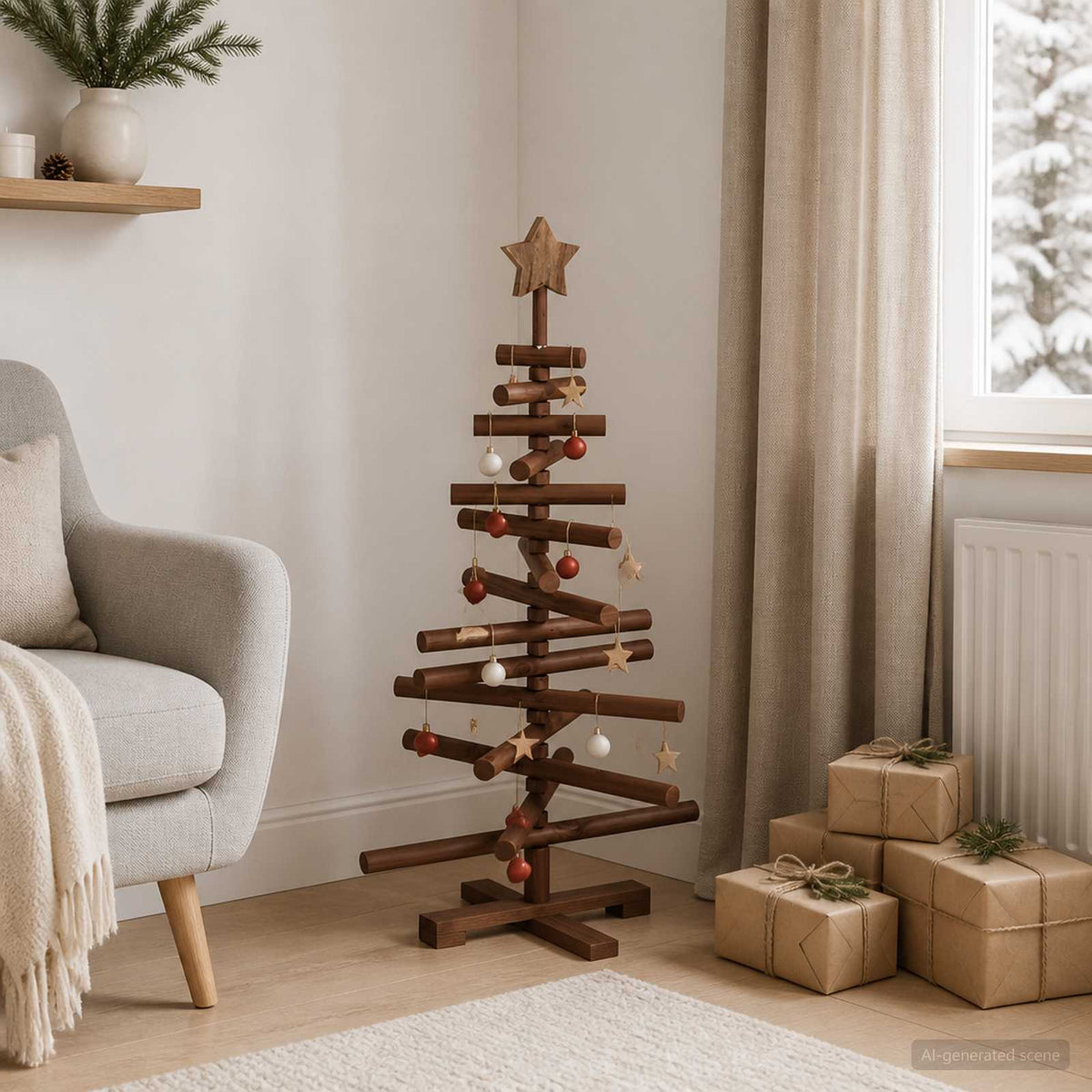 Houten Kerstboom Kotka 90 Cm Massief Grenenhout