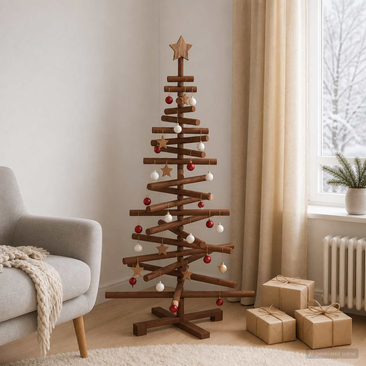 Houten Kerstboom Kotka 120 Cm Massief Grenenhout