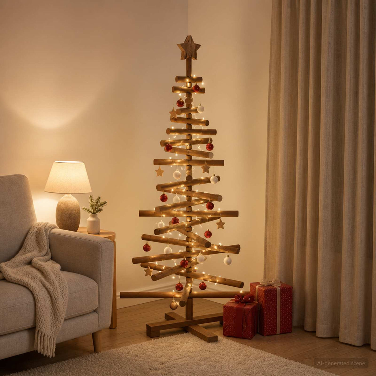 Houten Kerstboom Kotka 120 Cm Massief Grenenhout