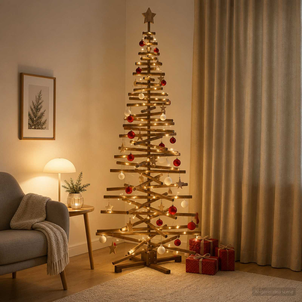 Houten Kerstboom Kotka 210 Cm Massief Grenenhout