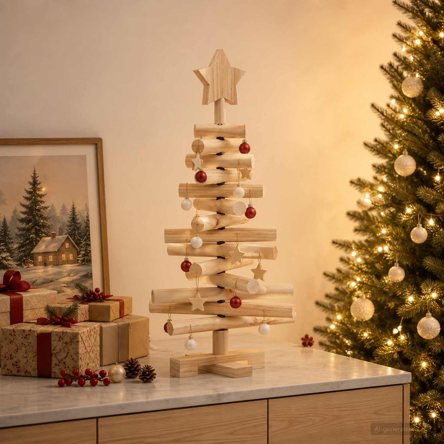 Houten Kerstboom Kotka 60 Cm Massief Grenenhout Natuurlijk — Default Title