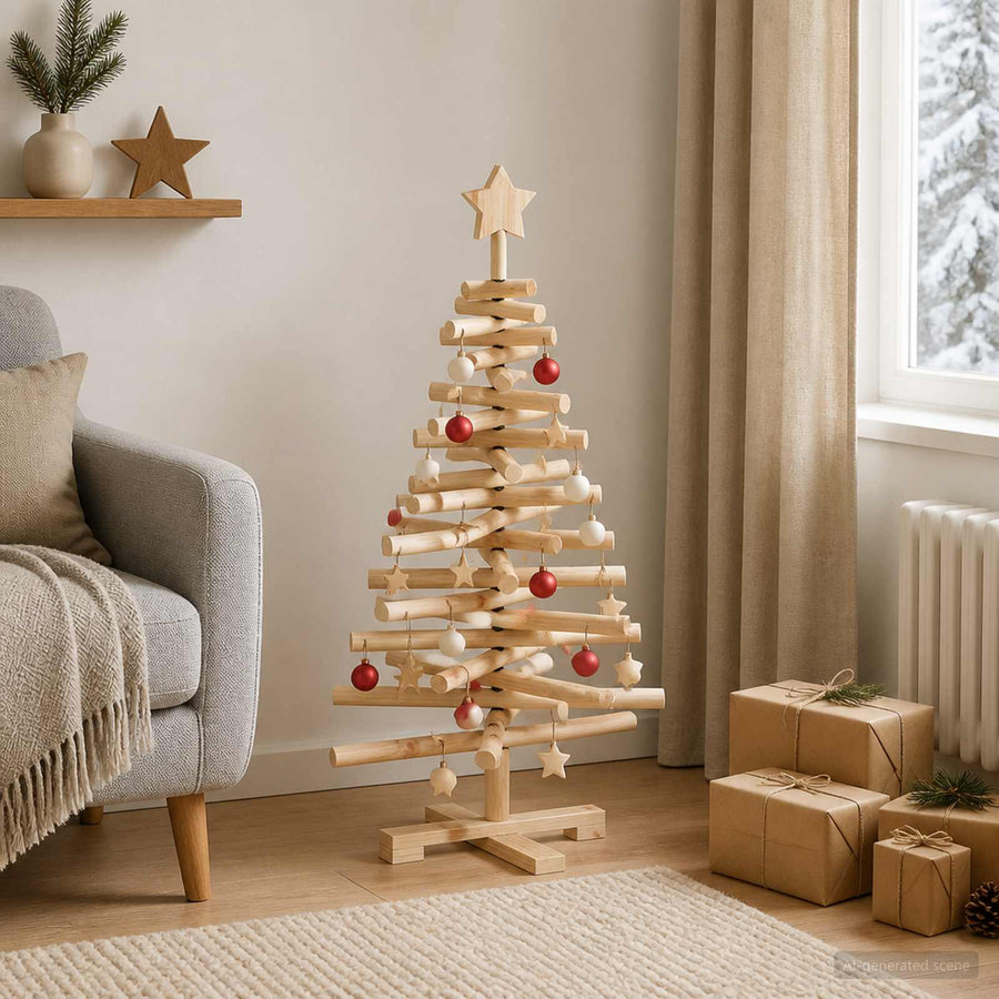 Houten Kerstboom Kotka 90 Cm Massief Grenenhout Natuurlijk — Default Title