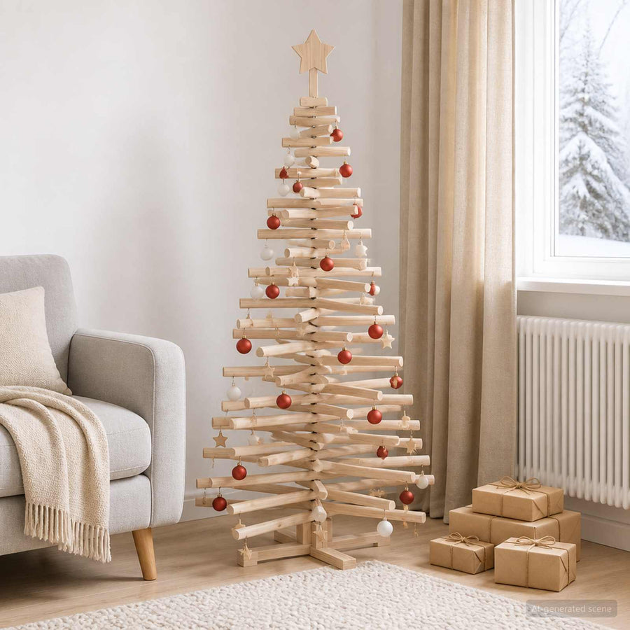 Houten Kerstboom Kotka 150 Cm Massief Grenenhout Natuurlijk — Default Title