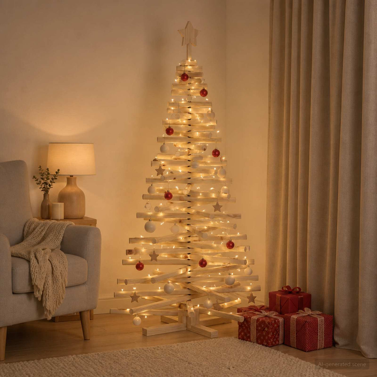 Houten Kerstboom Kotka 150 Cm Massief Grenenhout Natuurlijk