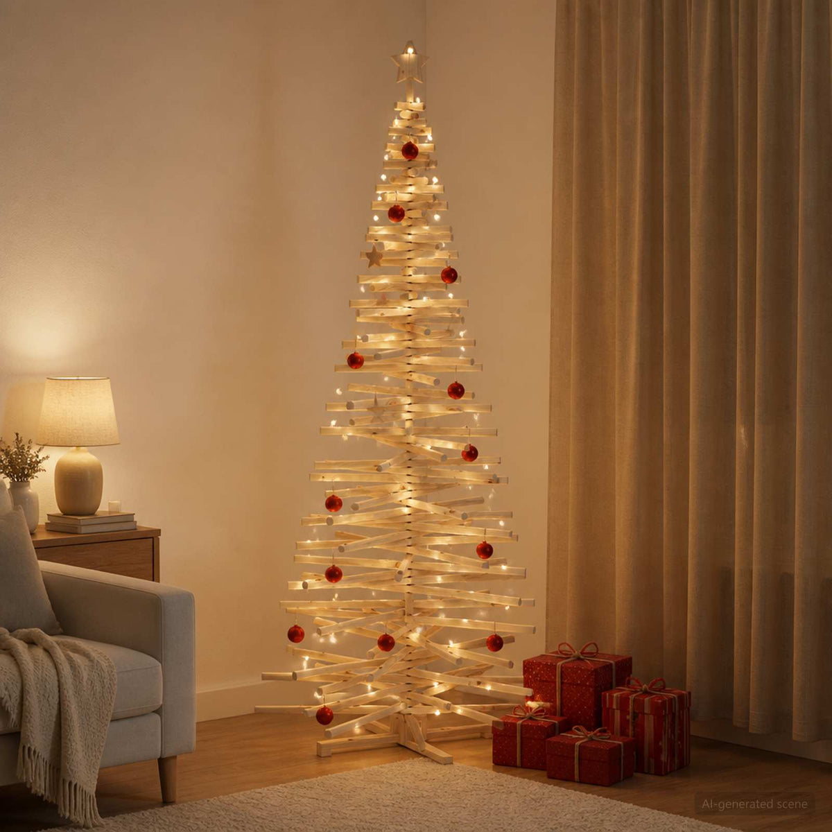 Houten Kerstboom Kotka 240 Cm Massief Grenenhout Natuurlijk