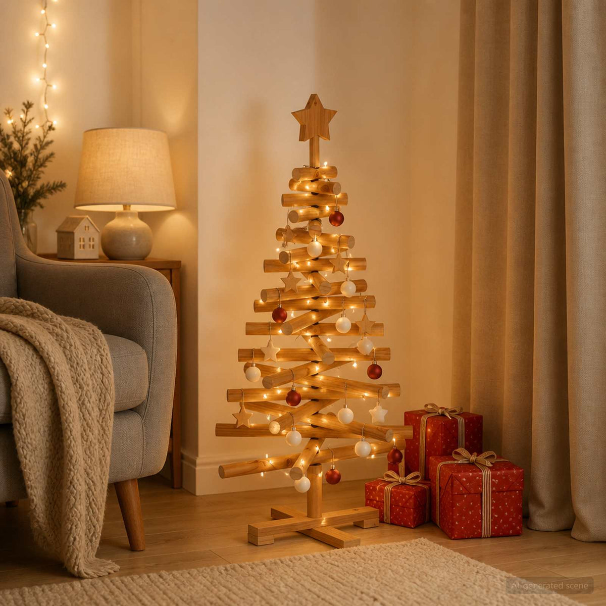 Houten Kerstboom Kotka 90 Cm Massief Grenenhout