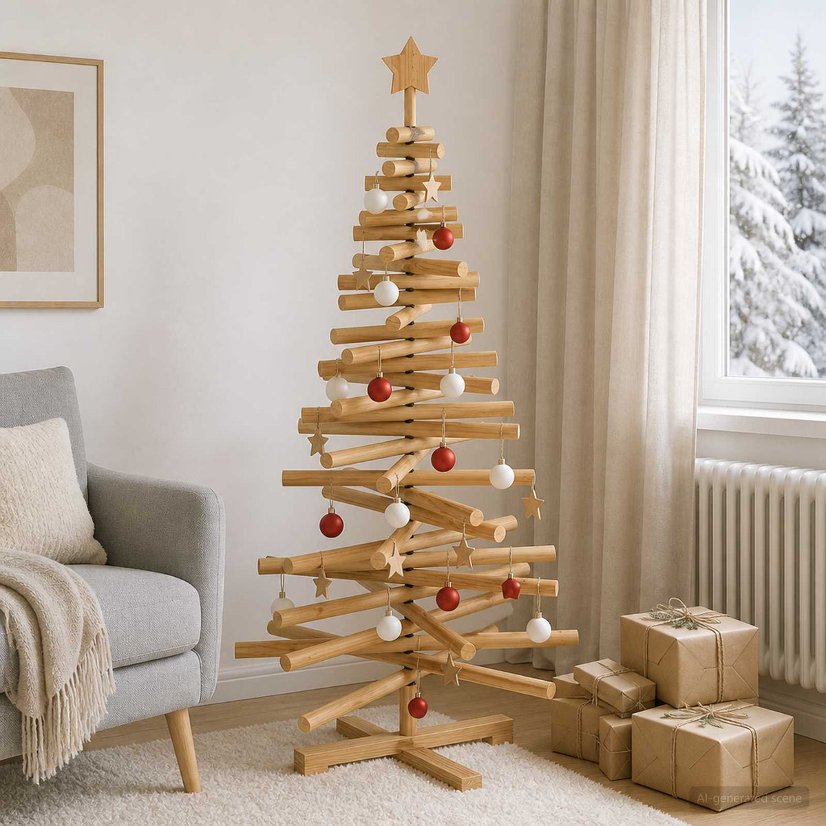 Houten Kerstboom Kotka 120 Cm Massief Grenenhout