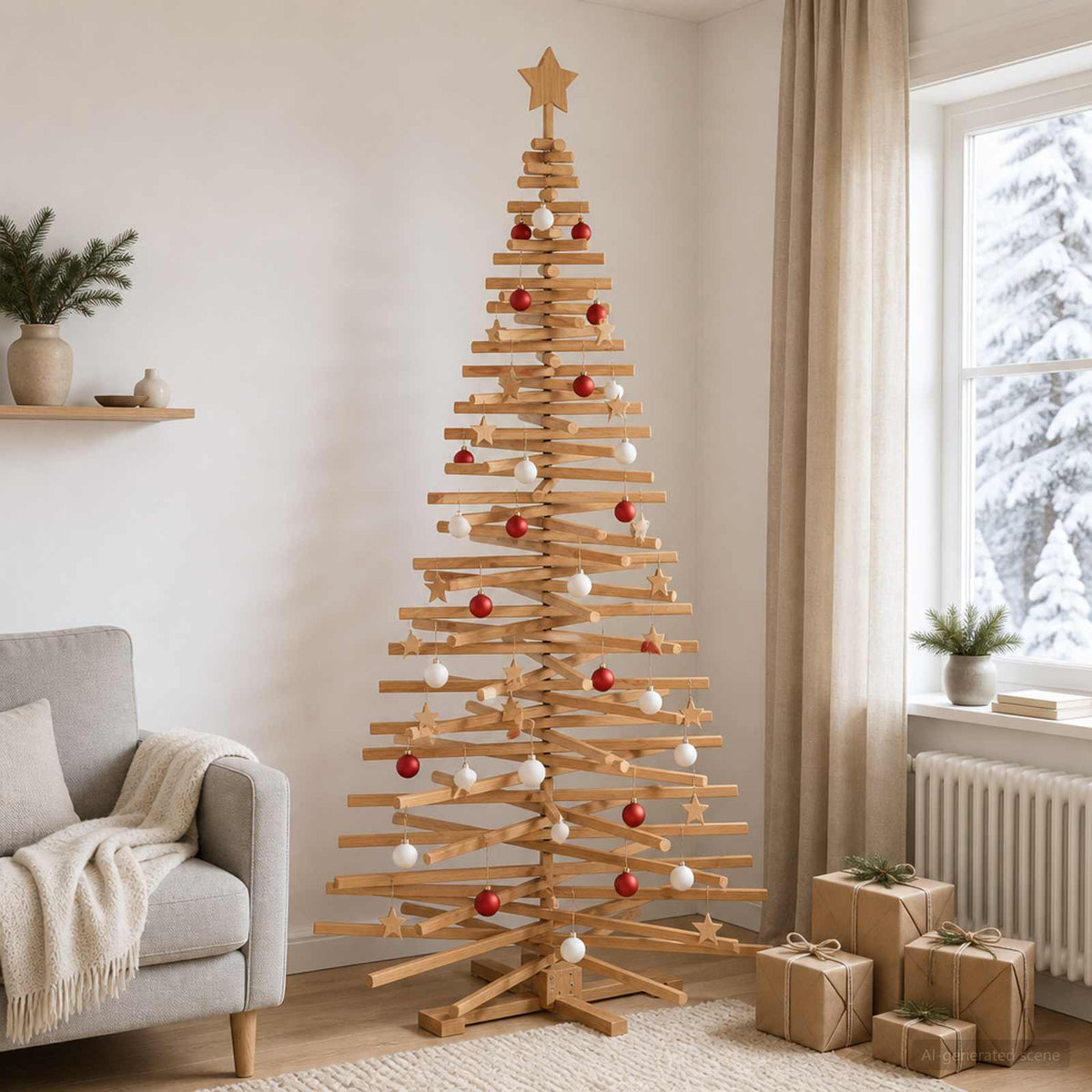 Houten Kerstboom Kotka 210 Cm Massief Grenenhout