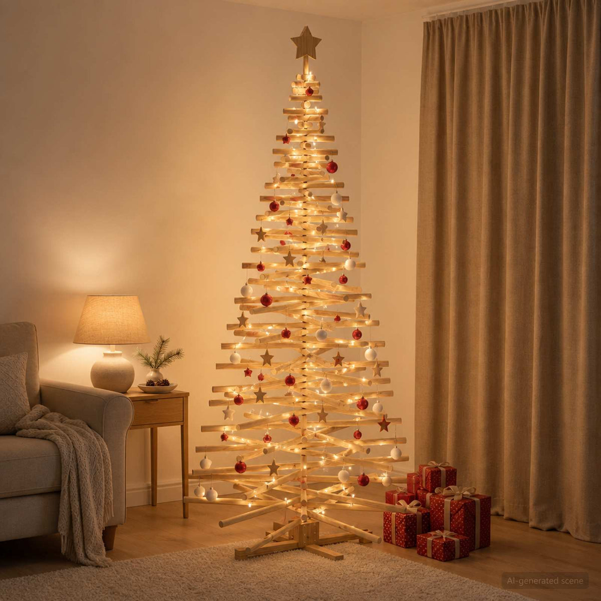 Houten Kerstboom Kotka 210 Cm Massief Grenenhout