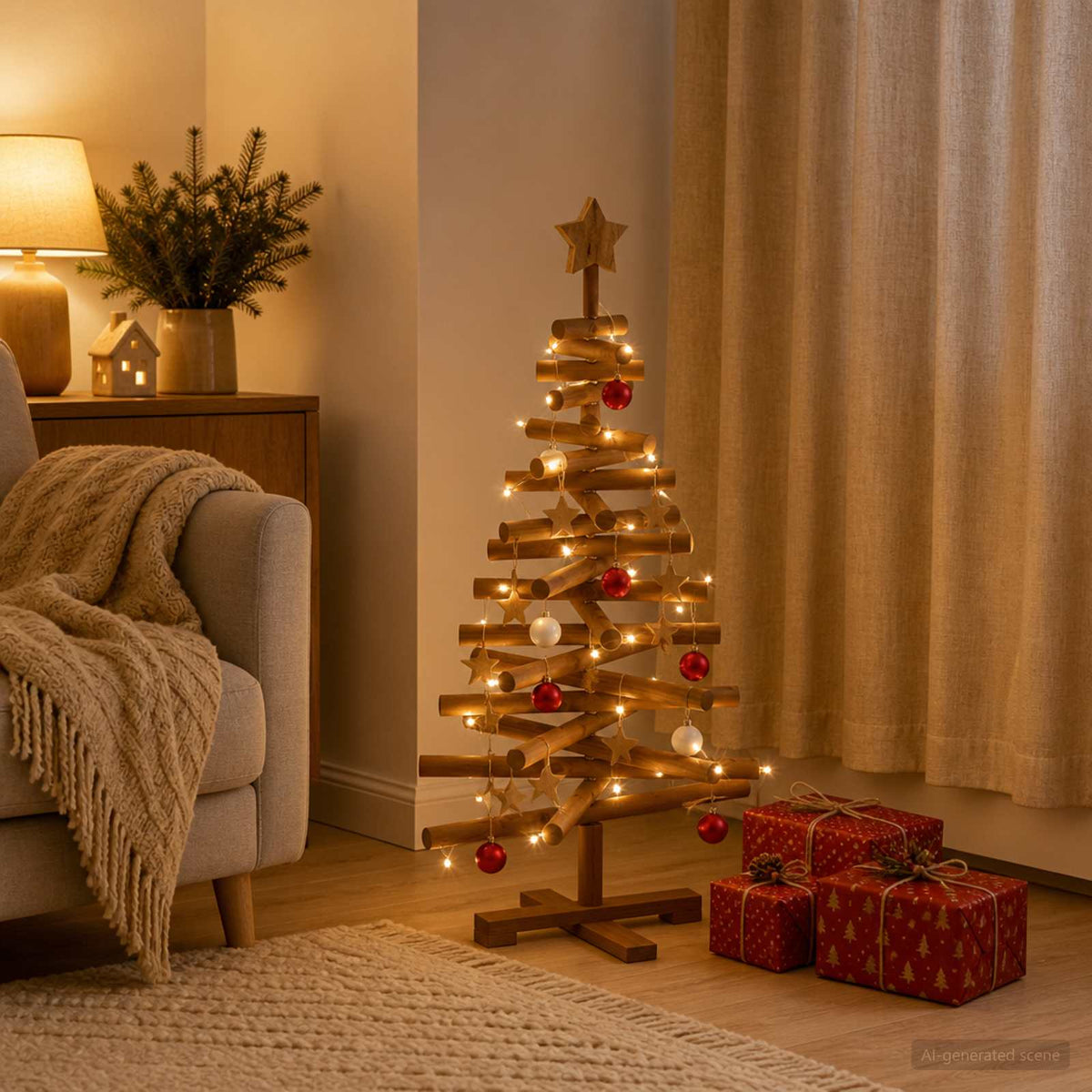 Houten Kerstboom Kotka 90 Cm Massief Grenenhout