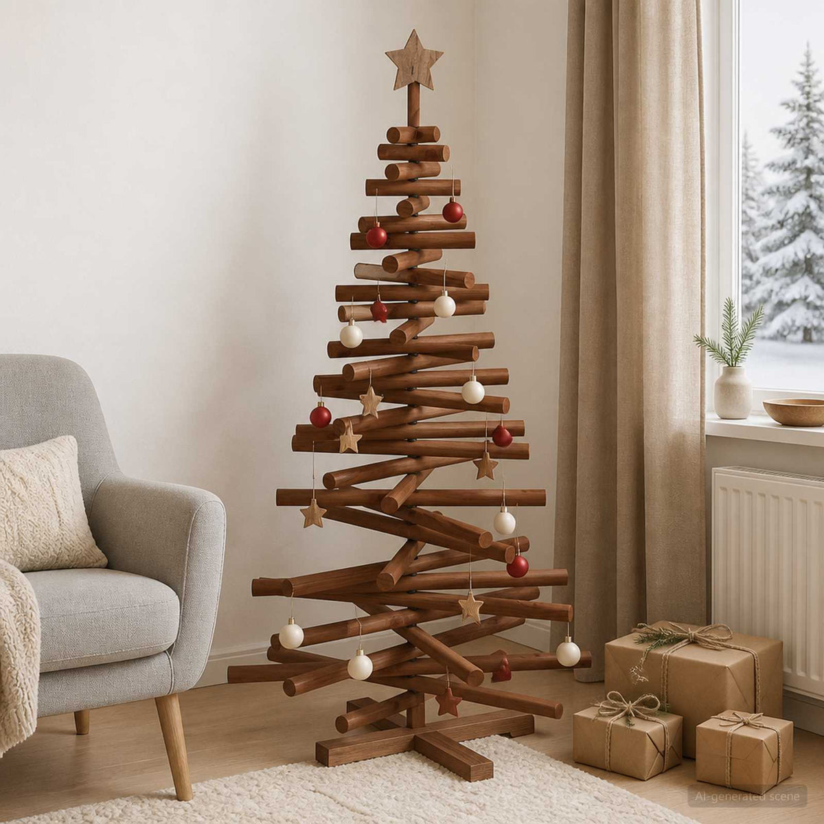 Houten Kerstboom Kotka 120 Cm Massief Grenenhout