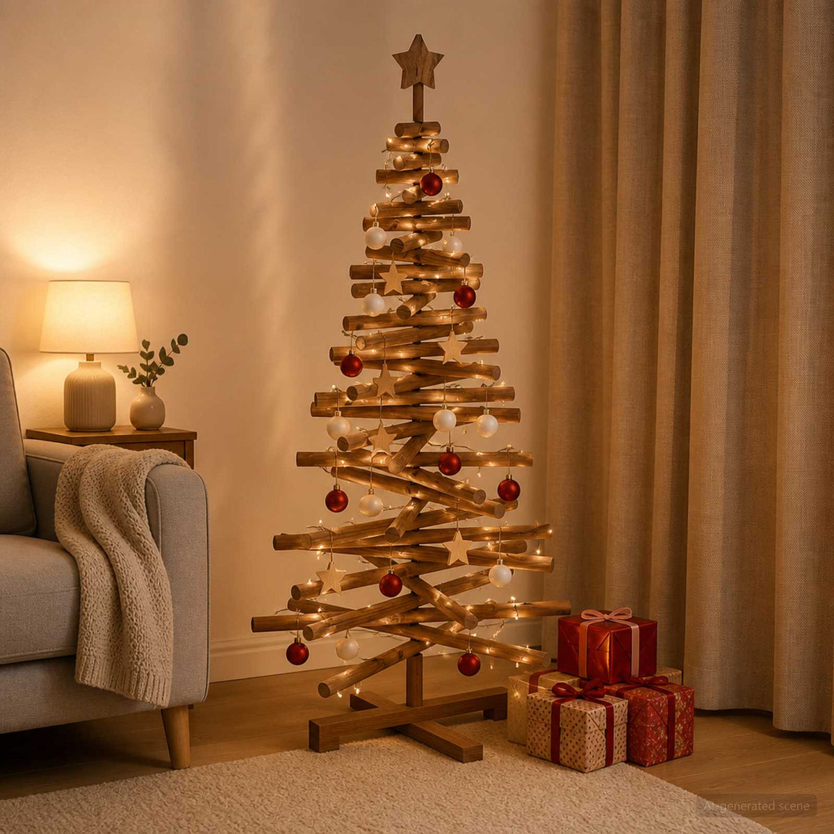 Houten Kerstboom Kotka 120 Cm Massief Grenenhout