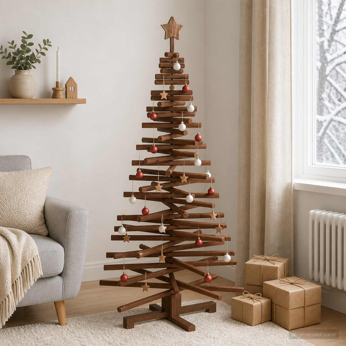 Houten Kerstboom Kotka 150 Cm Massief Grenenhout