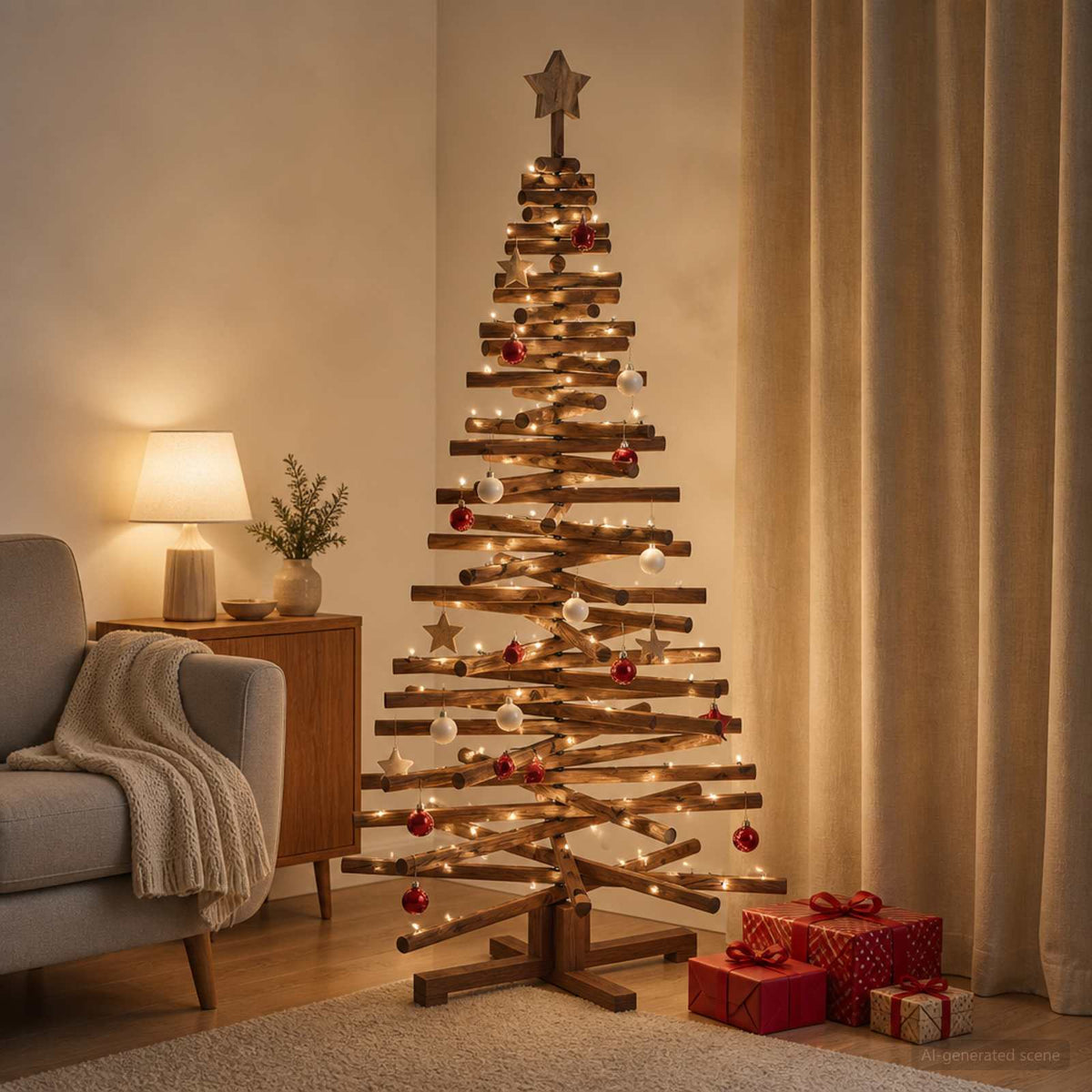 Houten Kerstboom Kotka 150 Cm Massief Grenenhout