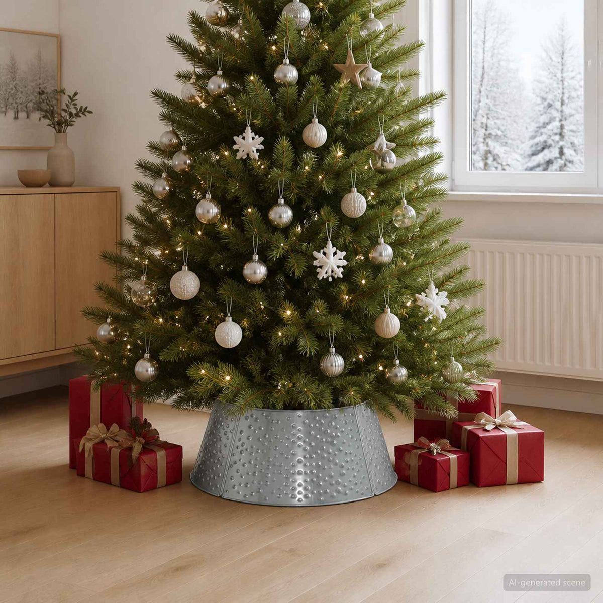 Kerstboomrok Kegelvormig Zilver Ø 62 X 25 Cm Staal