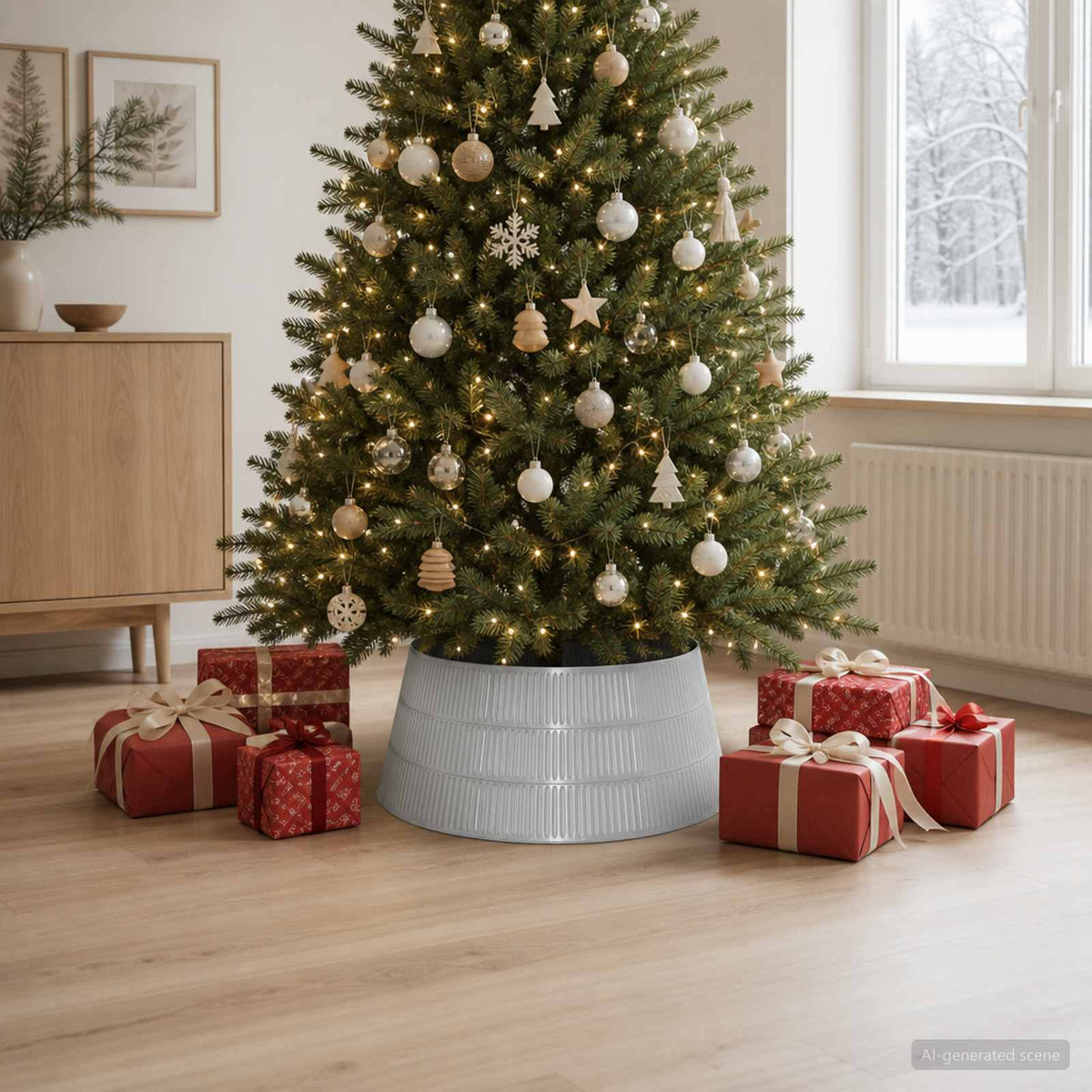 Kerstboomrok Kegelvormig Zilver Ø 65 X 25,5 Cm Kunststof