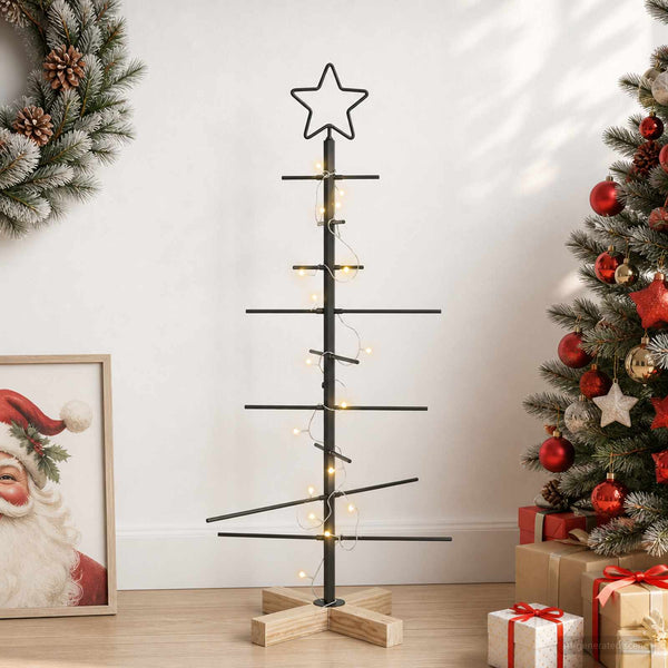 Kerstdecoratie Kerstboom Met Houten Basis Metaal