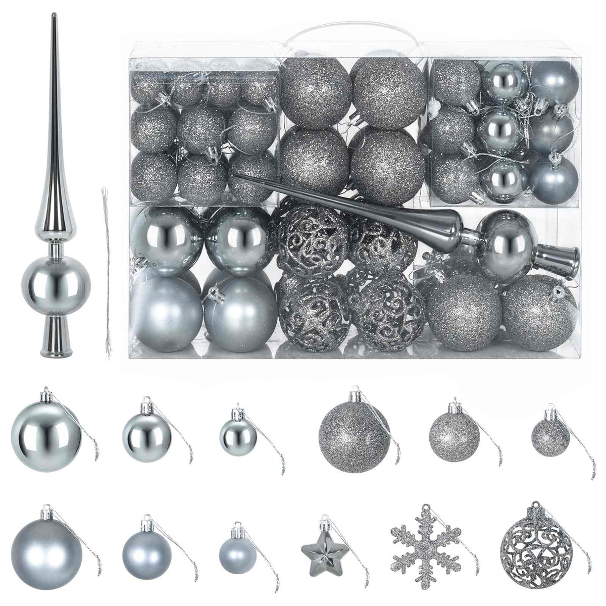 Kerstballen Set 111 St Grijs 6 Cm Polystyreen