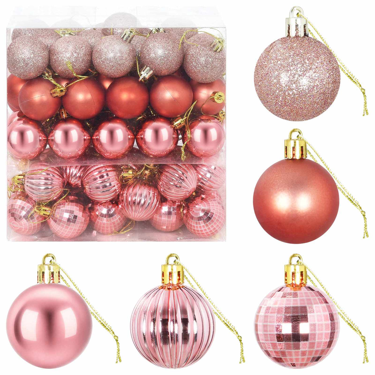 Kerstballen Set 100 St Roze En Rosé 4 Cm Polystyreen