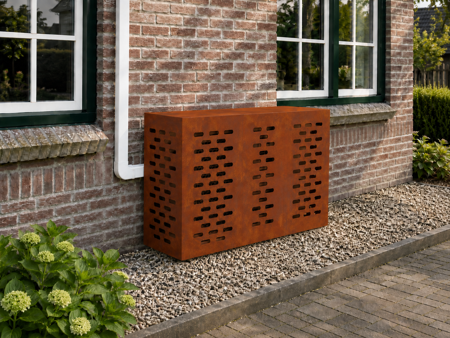 Airco ombouw Cortenstaal Groot (110x50x80 cm) zonder pootjes – gecontroleerde versie