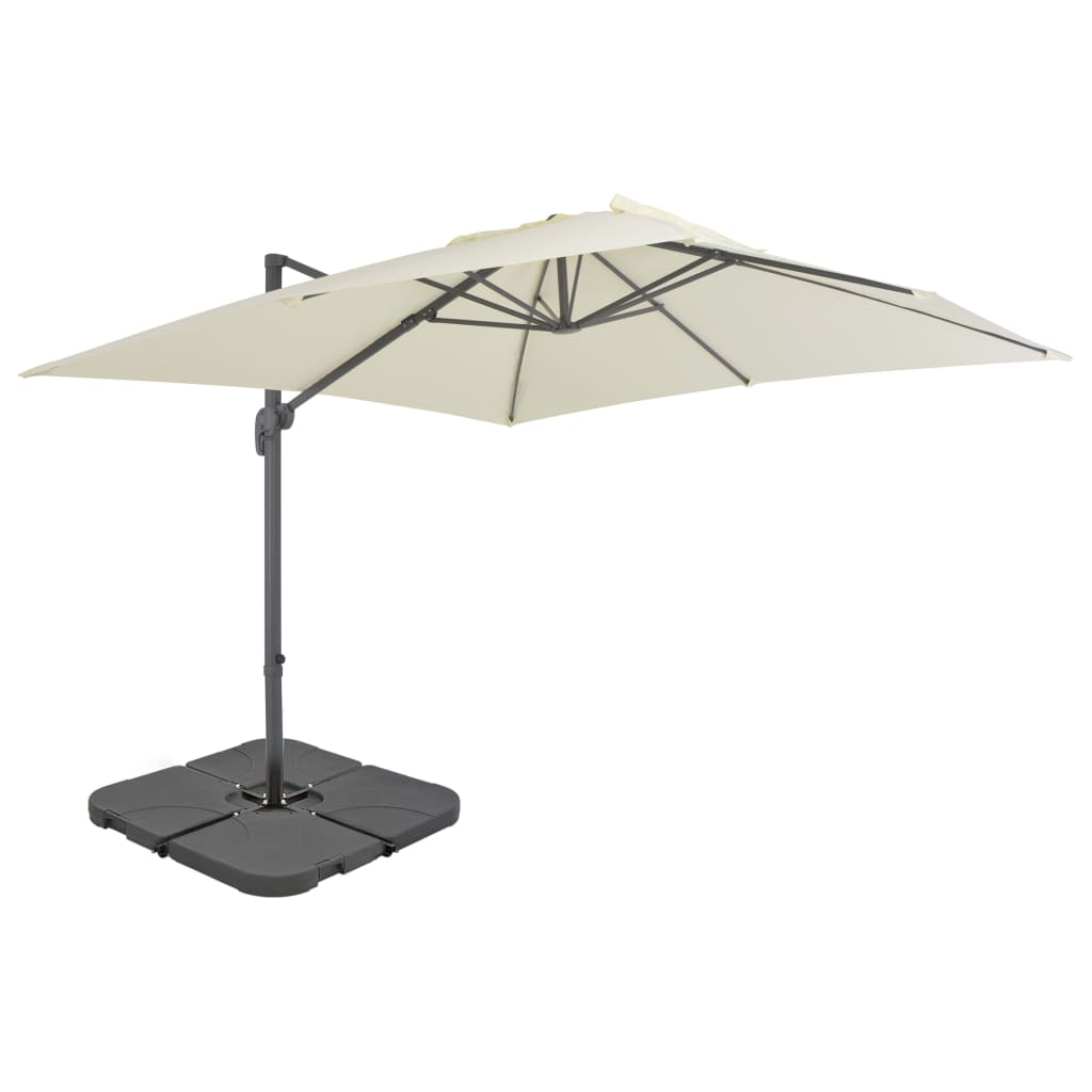 Vierkante parasol met voet 300 × 300 cm — Zand