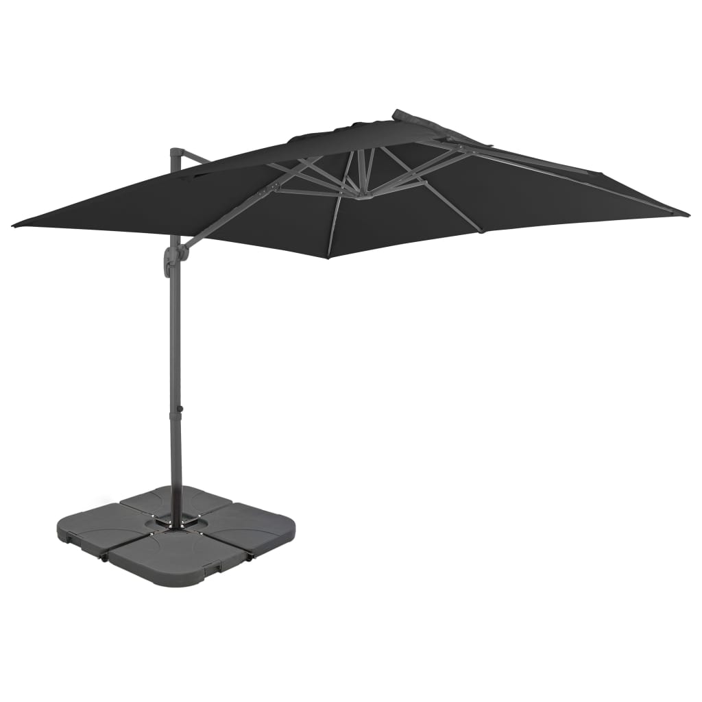 Vierkante parasol met voet 300 × 300 cm — Antraciet