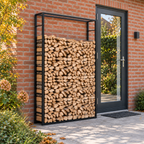 Haardhoutrek staal mat – 110 x 28 x 214 cm / Zwart