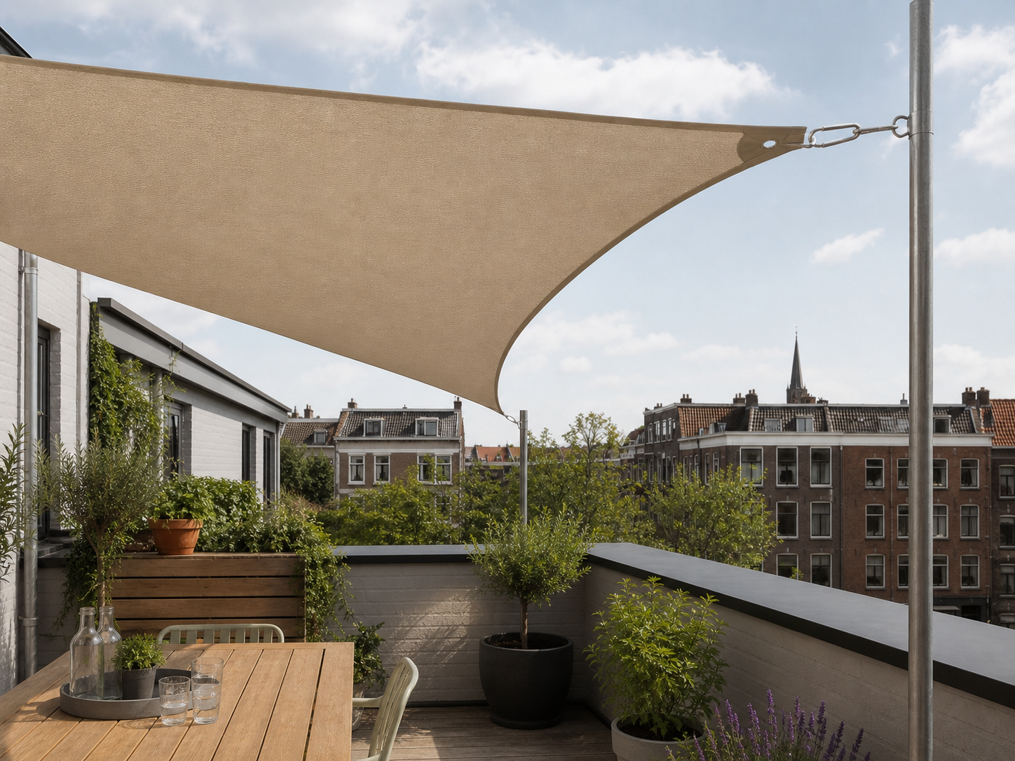waterdicht schaduwdoek op maat: praktische toepassing van Schaduwdoek Rechthoekig - Oxford-stof