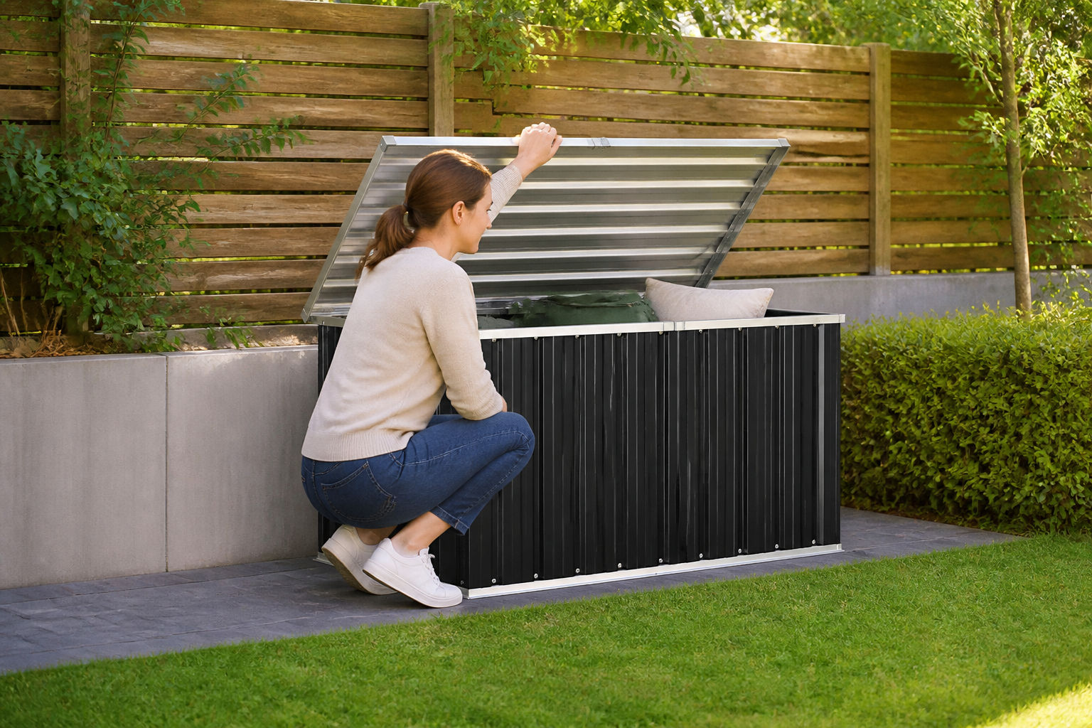 tuin opbergbox waterdicht: praktische toepassing van Tuinbox van gegalvaniseerd staal – diverse maten