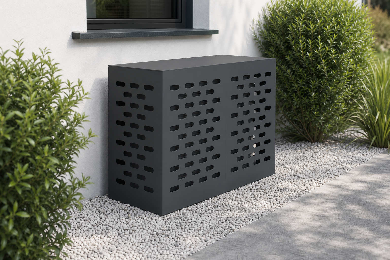 airco zonder buitenunit: praktische toepassing van Airco omkasting voor buitenunit en warmtepomp