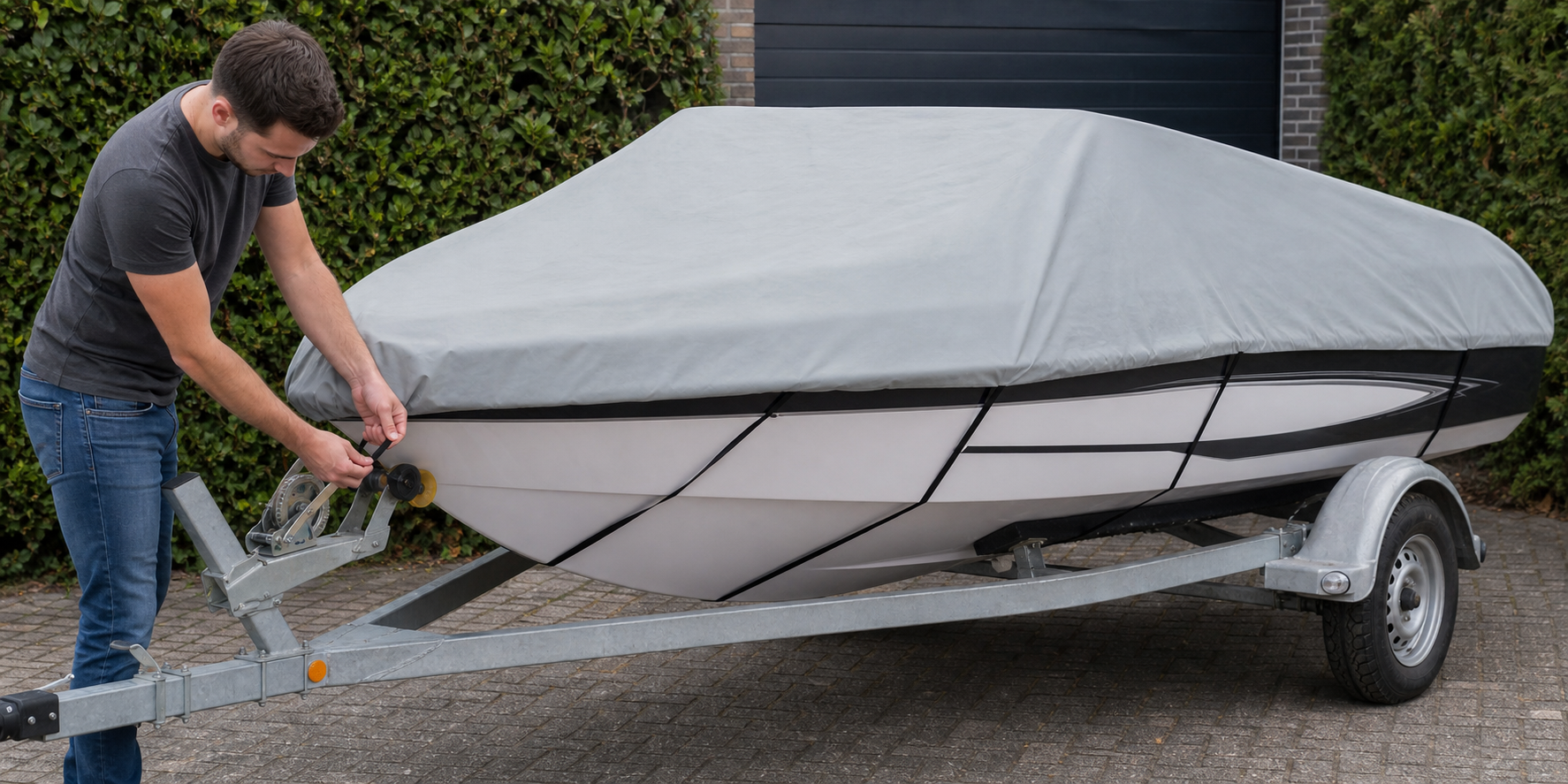 afdekzeil boot met elastiek: praktische toepassing van Bootzeil voor V-romp – diverse maten