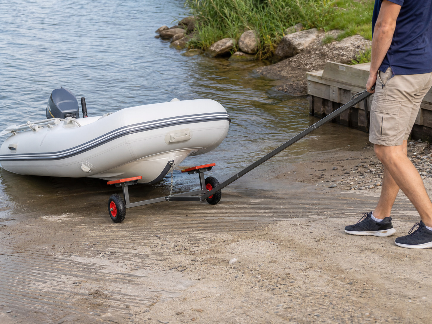 onderdelen boottrailer: praktische toepassing van Boottrailer handtrailer tot 4,6 m en 160 kg