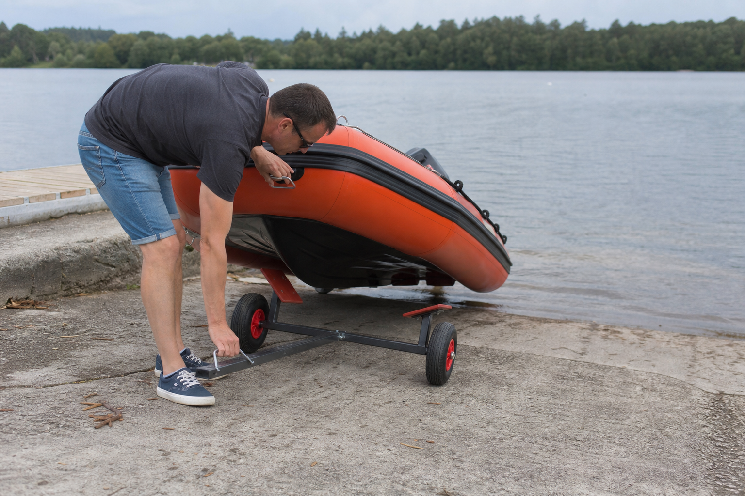 boot trailer onderdelen: praktische toepassing van Boottrailer handtrailer tot 4,6 m en 160 kg