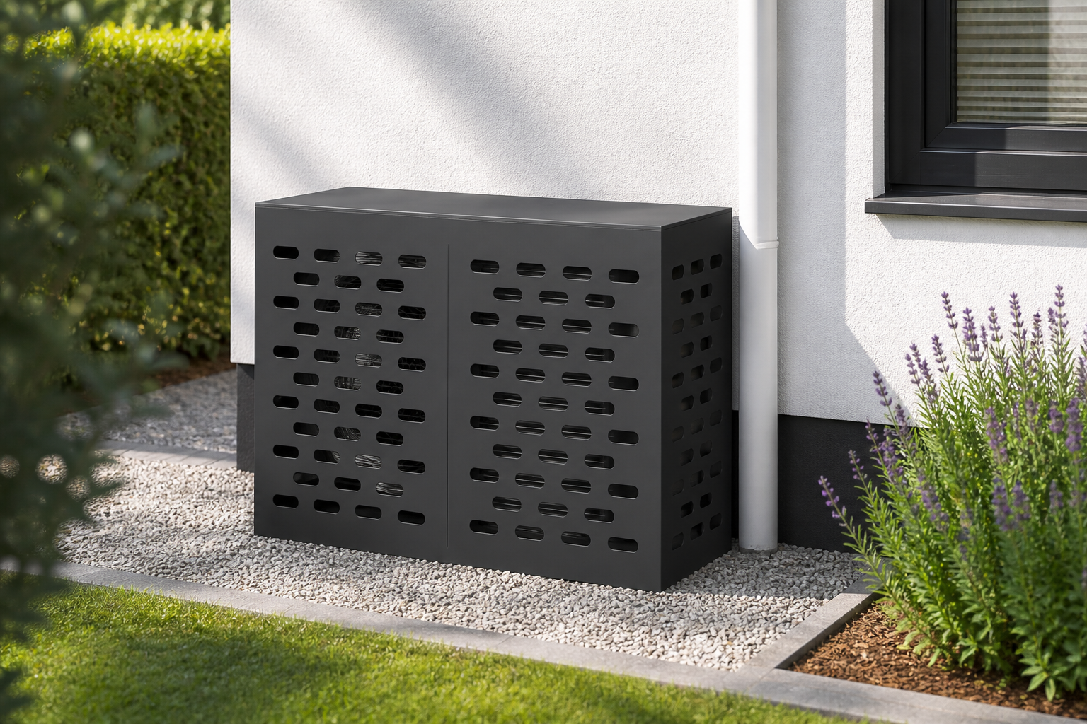 airco met buitenunit: praktische toepassing van Airco omkasting voor buitenunit en warmtepomp