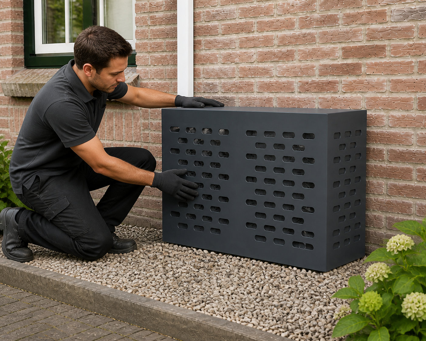 multi split airco 2 binnenunits inclusief montage: praktische toepassing van Airco omkasting voor buitenunit en warmtepomp