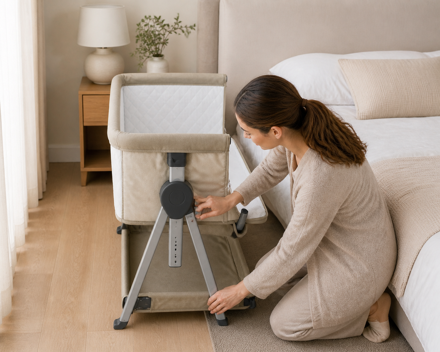 co-sleeper hout: praktische toepassing van Co-sleeper met matras en 6 verstelbare hoogtes