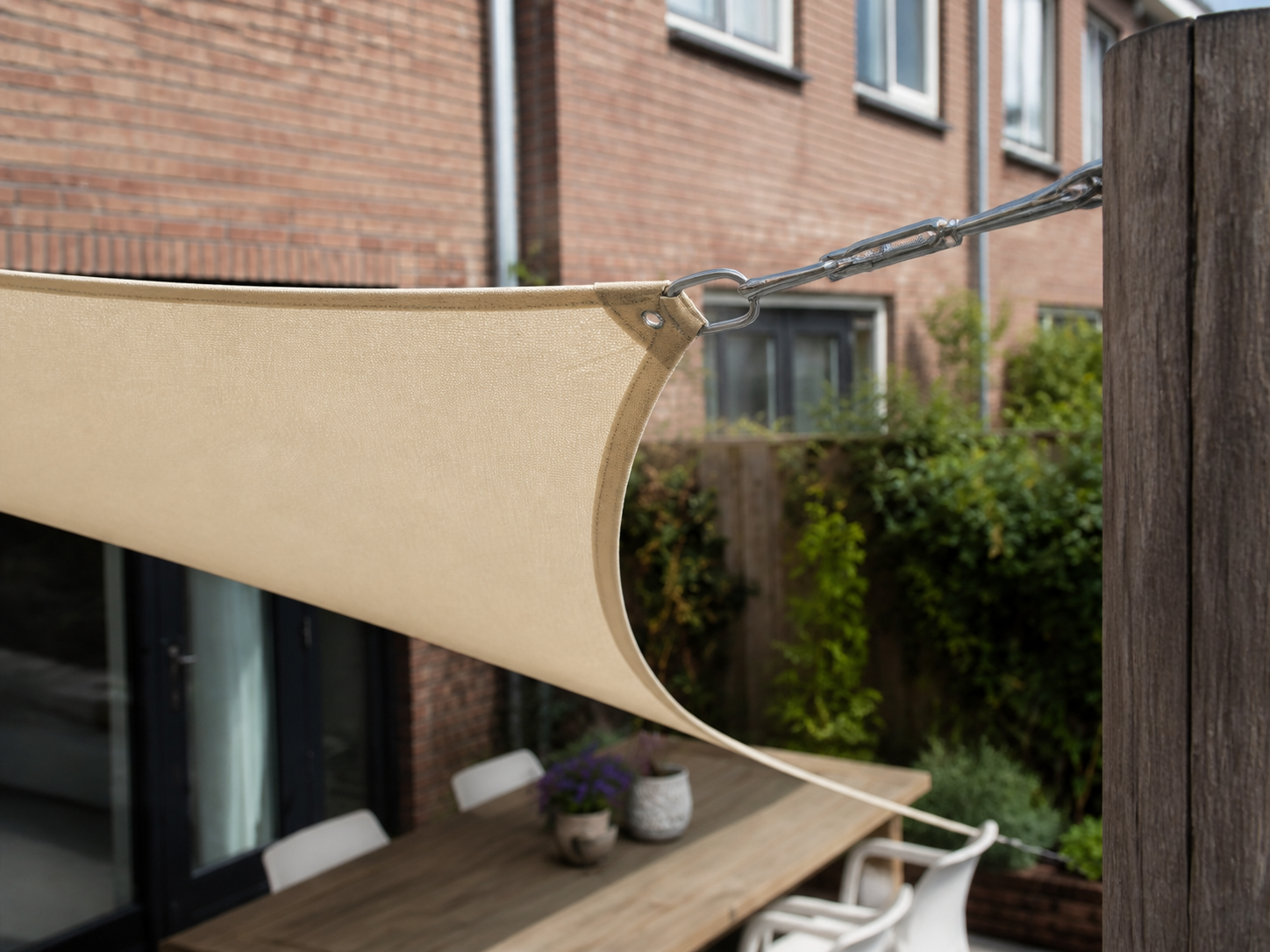 schaduwdoek op maat goedkoop: praktische toepassing van Rechthoekig schaduwdoek van Oxford-stof