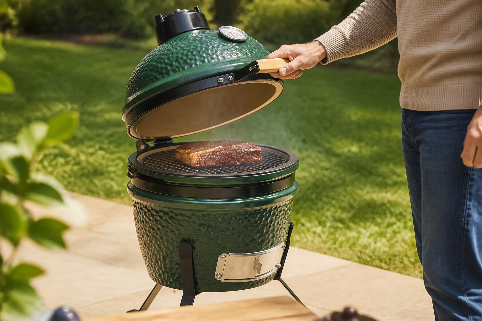kamado action: praktische toepassing van Kamado barbecue 2-in-1 van keramiek
