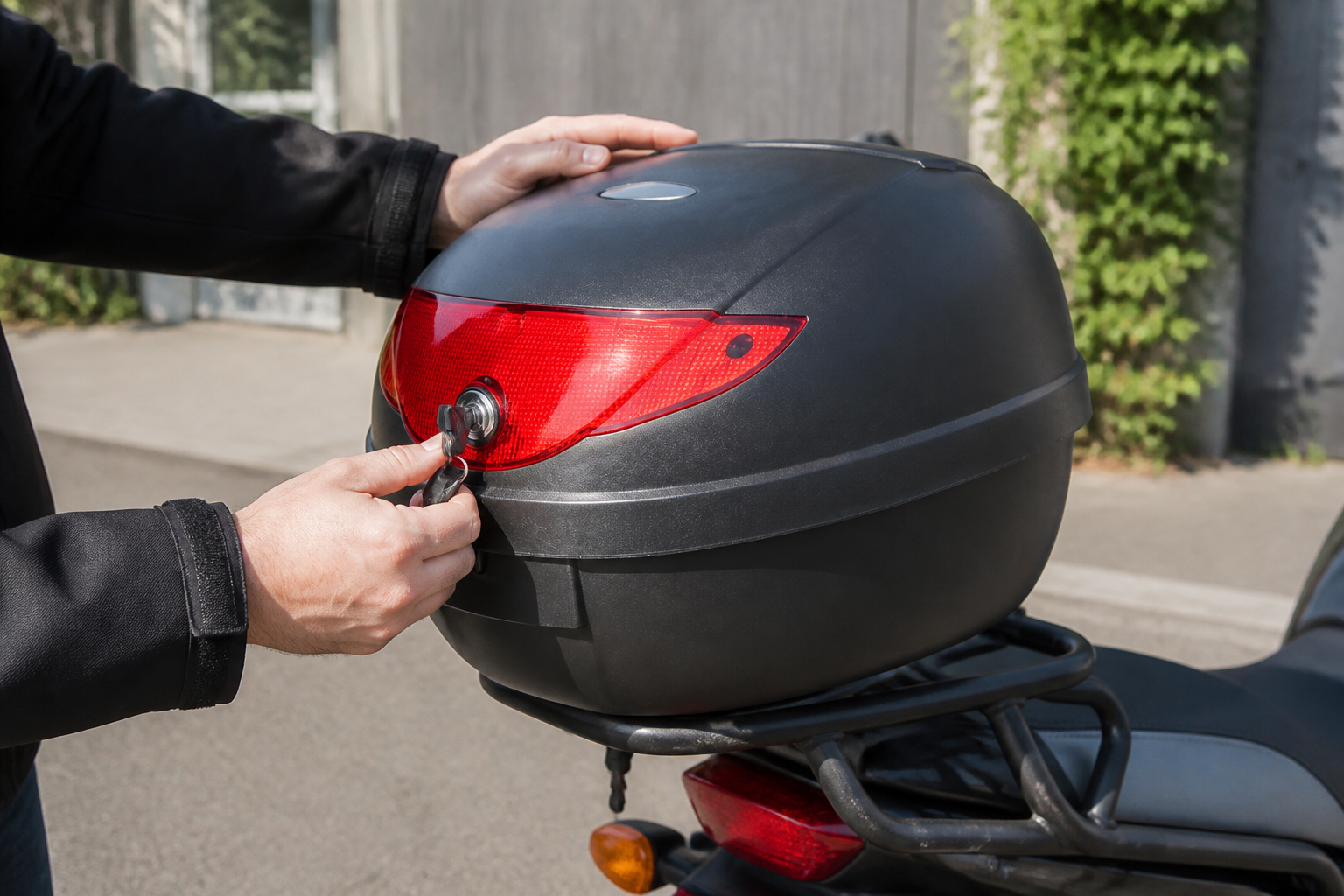 topkoffer motor universeel: praktische toepassing van Motor topkoffer 36 liter voor 1 helm