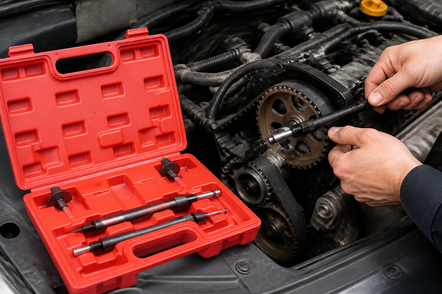 distributieriem vervangen wanneer: praktische toepassing van Distributie timing gereedschap voor Fiat 1.2 16V